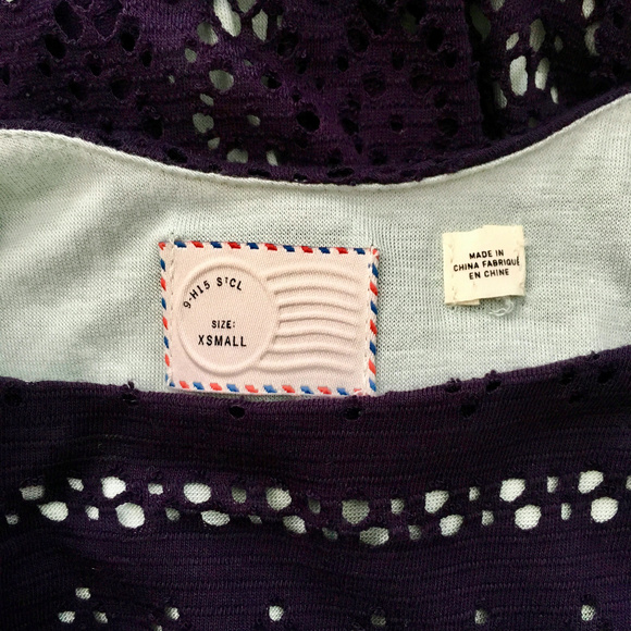 Anthropologie Crochet Dress XS Navy Mint - Picture 6 of 8